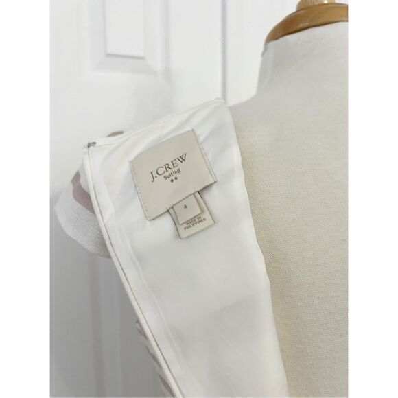 J.Crew Suiting Pink Ivory Double Stripe Cap Sleeve Sheath Dress Size 4 - Picture 4 of 6